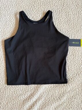 Tek Gear Black Ribbed High-Neck Cropped Tank